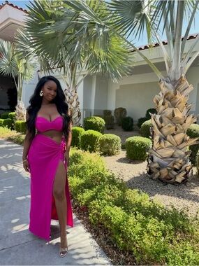 Jluxlabel Hot Pink Two-Piece Maxi Set
